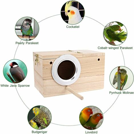 Nid de reproduction d'oiseaux | Nichoir à oiseaux en bois pour cage avec  perchoir - Nichoir pour perroquets, perruches, calopsittes, tourtereaux