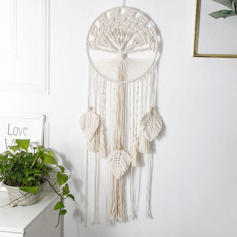 Macrame Murale Bohème Macramé Deco Macramé Plume Tenture Murale Macrame  Decoration Murale pour Chambre Salon Dortoir Exterieur De La Maison  Décoration, 45 x 90 CM (Beige) : : Cuisine et Maison