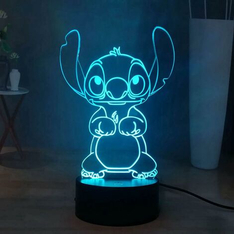 Stitch Lampe 3D Manga Veilleuse à LED, Stitch lampe de chevet