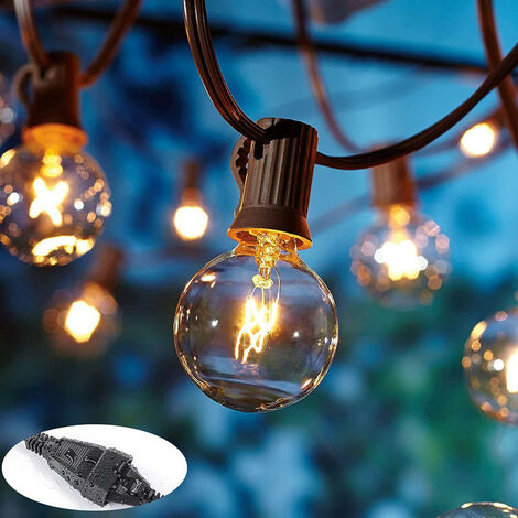 Guirlande Lumineuse Extérieure de 15 mètres avec ampoules LED G40 style  guinguette, comprenant 25 ampoules plus