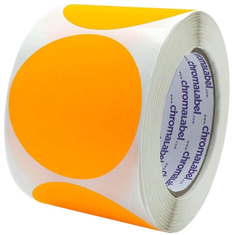 Étiquette ronde de 2 pouces, orange fluorescent, autocollants à points de  code couleur permanents, 500 étiquettes
