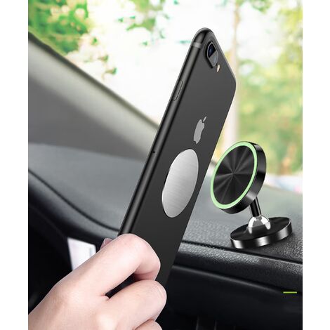 support de téléphone magnétique pour voiture avec aimant super puissant et  4 plaques métalliques, support de voiture pour iPhone adapté au téléphone  portable, support de tableau de bord universel à rotation à