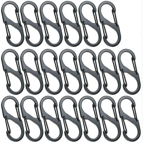 pièces mousqueton petit métal double mousqueton clips de sécurité en forme  de S en métal pour les activités de plein air (bleu)