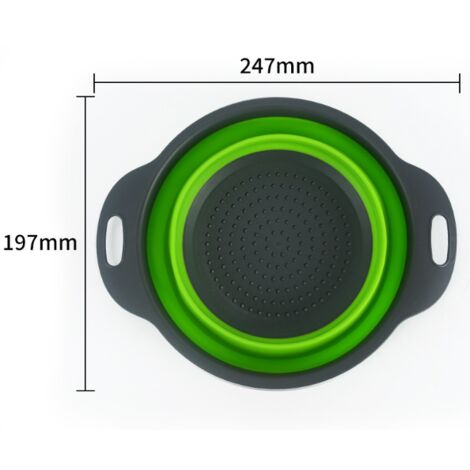 Vert Ensemble De Passoire Pliable, Diamètre De La Passoire De Cuisine Ronde  En Silicone Tailles 24,5 20 2,5 Cm Parfait Pour Égoutter Les Pâtes Légumes  Fruits