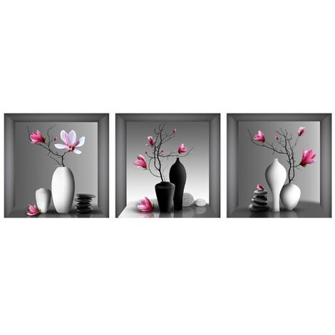 Stickers Stickers muraux - Orchidées en fleurs - noir et blanc - 20x30 cm -  Film adhésif