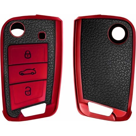 Rouge-Noir Accessoire Clef de Voiture Compatible avec VW Golf 7