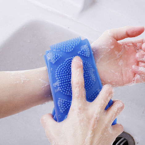 2pcs Bleu Silicone Bath Body Brush, Brosse de Bain Silicone