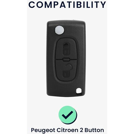Accessoire clé de Voiture Compatible avec Peugeot Citroen Clef de Voiture  2-Bouton（Noir）- Coque en