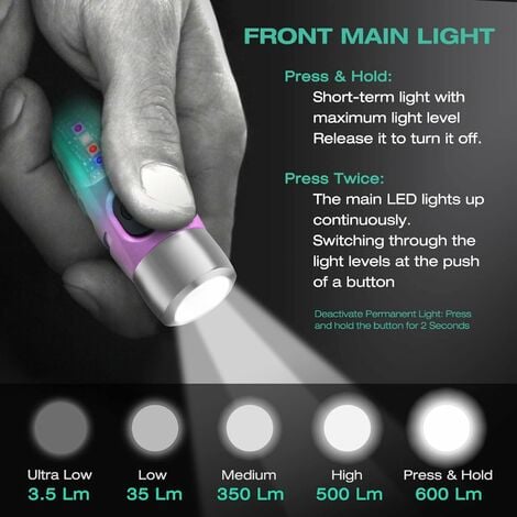 Mini lampe de poche à DEL rechargeable ultraviolette de 0,9 W