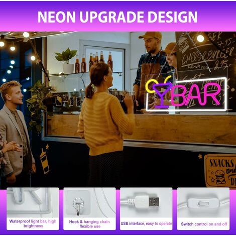Enseigne Lumineuse, Neon LED de Bar USB Plug-and-Play, Lampe Néon