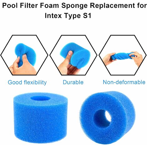 Lot de 4 filtres en mousse pour piscine S1 Spa, éponge filtrante de type  S1, filtre en mousse réutilisable et lavable pour piscines, spas et  jacuzzis