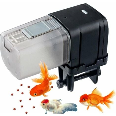 Distributeur Automatique de Nourriture pour Aquarium/Poisson avec 2 Boîte  d'alimentation, Distributeur Poissons Réglable Multifonctionnel Minuteur