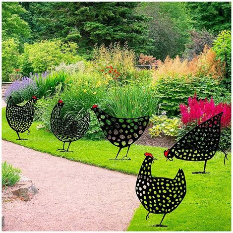 Piquet de jardin en métal rouillé - Décoration de jardin en forme de coq ou  poule - Décoration de jardin rouillée : : Jardin