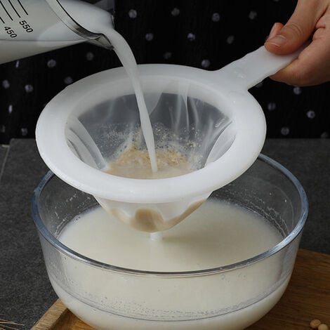 Filtre à lait de soja de qualité alimentaire Nylon Passoire à mailles fines  avec poignée Filtre alimentaire Passoire en plastique Pour lait de soja  Café Lait Yogourt Jus Huiles Vin