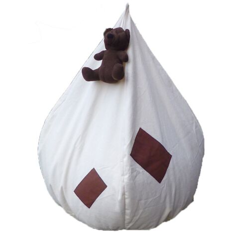 Pouf poire enfant blanc écru ourson