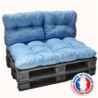 Kit de 3 coussins palette polyester résistant – 1 assise 120x80 cm + 2 dossiers 60x55 cm – Séchage rapide et durable pour usage extérieur