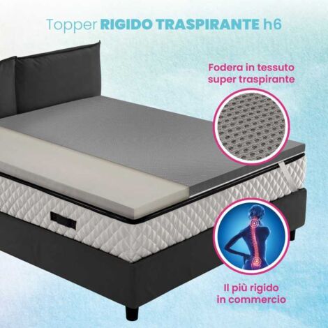 Topper ancora più rigido, correttore materasso ORTOPEDICO H6 cm, tessuto traspirante e sfoderabile - AIR CAUCCIU 80x200 cm