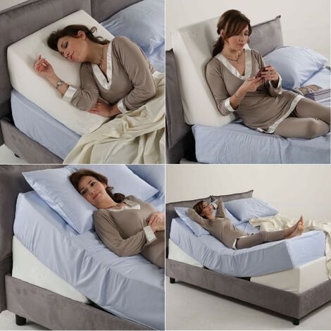 Cuscino ortopedico cuneo da letto con 2 FODERE ANALERGICHE per leggere e  migliorare la postura