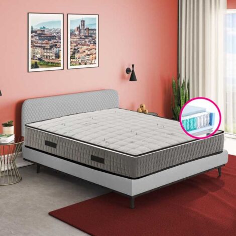 Materasso ortopedico 1000 Molle insacchettate H23 cm, OFFERTA, zone differenziate con tessuto anallergico in argento - GREY ML  160x195 cm