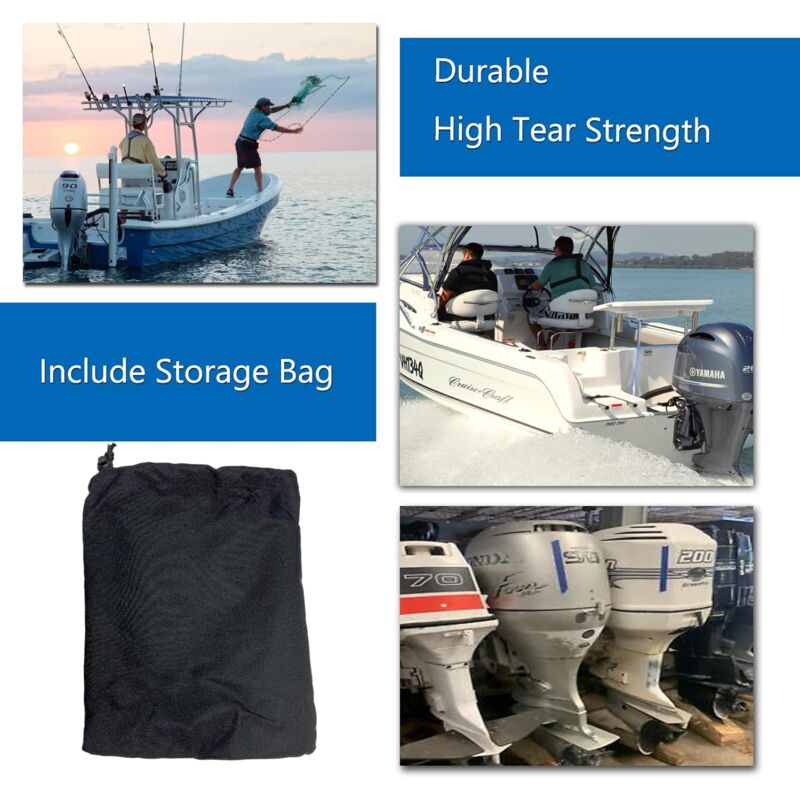 Demi-housse De Moteur Hors-bord En Tissu Oxford 420D, Housse De Moteur De Voiture, Protection étanche Pour Moteur De Bateau Avec Sac De Rangement Pour L'amarrage, Les Voyages (XL : 50-115 CV