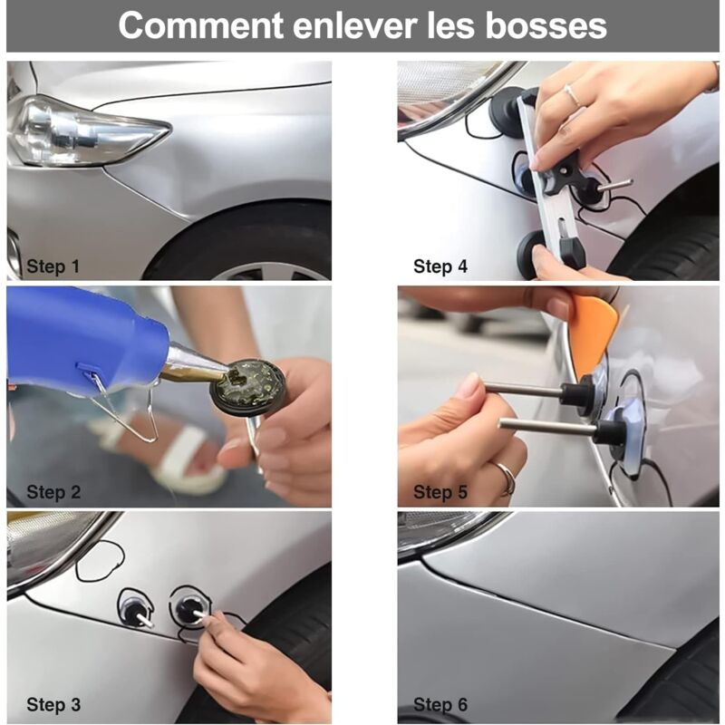 Kit De Réparation De Bosses Pour Carrosserie – 11 Outils En Carbone – Protection Peinture – Pour Tôles Plates (voiture, Lave-linge…)