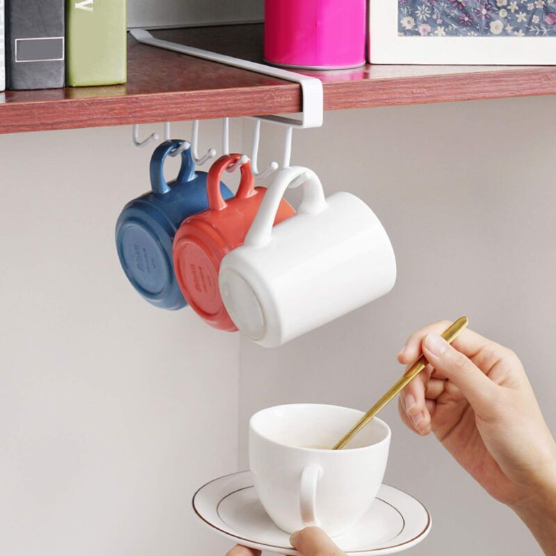 Porte-tasses Homiu En Métal Noir - 6 Crochets Pour Grandes Tasses, Design Stable Et élégant Pour La Cuisine