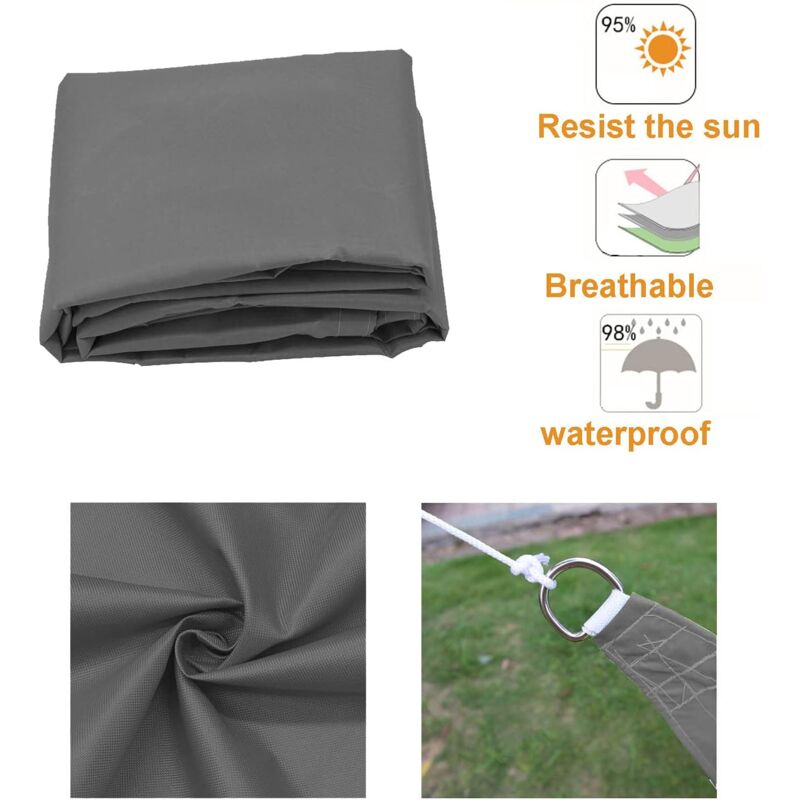 Voile D'ombrage Triangulaire 4x4x5,65m Protection Rayons UV Et HDPE Respirant Pour Exterieur Terrasse Patio Jardin Gris 87669267