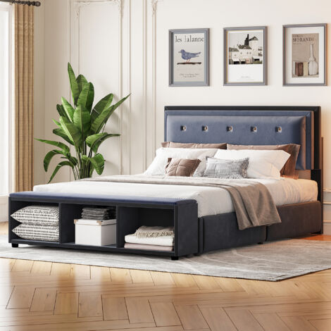 Tête De Lit Rembourrée ELORE IDIMEX - 140 Cm - Tissu Polyester Gris - Pieds En Bois - Sans Fixation Murale