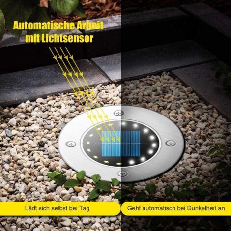 Lumière Solaire Extérieur, 16 LED Spot Lampe Solaire Jardin Etanche IP65 Pelouse Lumière Decorative pour Chemin Jardin Terrace Cour Pelouse White-4 Pieces -RAPANDA
