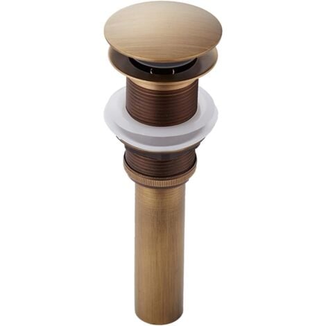 Bonde de lavabo，Pop-up Rétro Bouchon Bonde de Lavabo Vidange Clic-clac sans Trop-Plein en Laiton Bronzé Universel Valve Draineur dEvier Vasque Siphon sans Trou de Débordement Poli- sans Trop-Plein-RAP