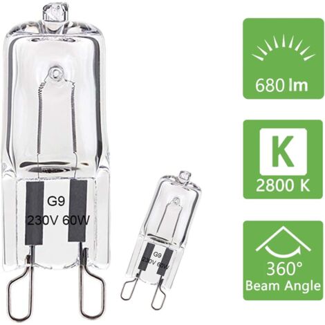 Ampoule Halogène G9  60W Blanc Chaud 2800K 680LM 230V Dimmable Halogène Capsule Ampoule Filament Lot de 10-RAPANDA