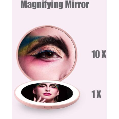 Miroir Grossissant Voyage GOMIPURU - 50X/1X Double Face - Pliable Avec Poignée - Housse Incluse