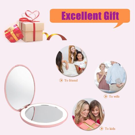 Miroir Grossissant Lumineux Rechargeable 20x/1x - 3 Lumières RGB, Pliable | Voyage, Maquillage, Soins