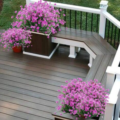 8 Bouquets Fleurs Artificielles Extérieures UV Résistantes – Eucalyptus & Camélias Pour Balcon, Jardin, Porche