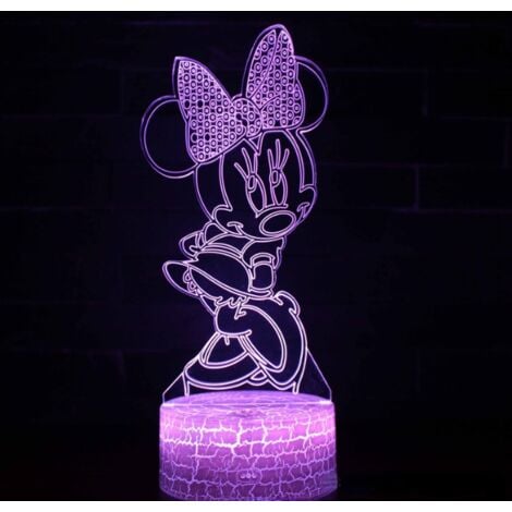 Veilleuse　Lampe illusion Minnie Mouse 3D LED veilleuse avec contrôle tactile Cadeau de Noël d'anniversaire pour enfants [Classe énergétique A+++]-RAPANDA