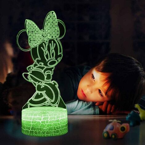Veilleuse　Lampe illusion Minnie Mouse 3D LED veilleuse avec contrôle tactile Cadeau de Noël d'anniversaire pour enfants [Classe énergétique A+++]-RAPANDA