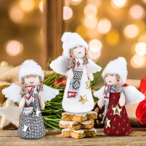 Décoration Noël Ange En Peluche – Lot De 3 Poupées Suspendues Pour Sapin, Mur Ou Fenêtre – Ambiance Féérique