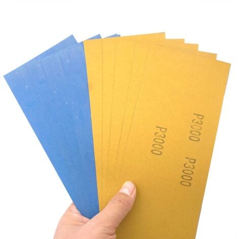 Papier de Verre 5000 3000 2500 2000 1500 1000 800 Grain Papier abrasif Humide et Sèche, Utilisé pour polir métal, bois, les voitures, 35 Papier 9 x 3,6 pouces par feuille-RAPANDA