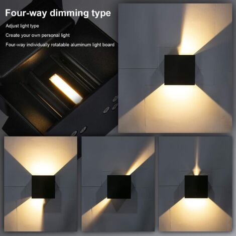 4 Pièces Applique Murale LED Exterieur 12W Appliques Murales Interieur 3000K Blanc Chaud Design Etanche IP65 - Noir-RAPANDA