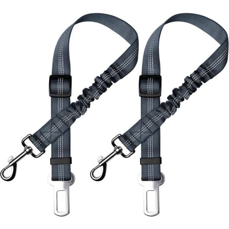 Lot de 2 Voiture Ceinture de Securite pour Chien, avec Absorption des Chocs et Mousqueton Elastique Reglable pour Chien Harnais de Securite Superieure pour Tous Les Chiens et Chats, Gris-RAPANDA