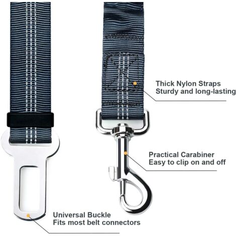 Lot de 2 Voiture Ceinture de Securite pour Chien, avec Absorption des Chocs et Mousqueton Elastique Reglable pour Chien Harnais de Securite Superieure pour Tous Les Chiens et Chats, Gris-RAPANDA