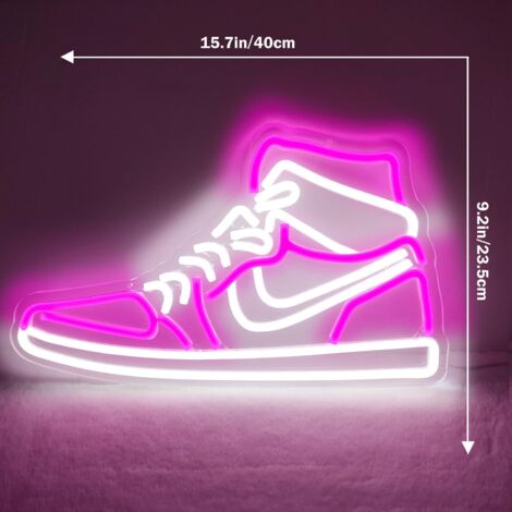 Enseigne néon Sneaker pour chaussures de sport, enseignes lumineuses à LED pour garçons, pour chambre à coucher, grotte, maison, fête, pub, bar, chaussures, panneaux lumineux, décoration murale (Rose)
