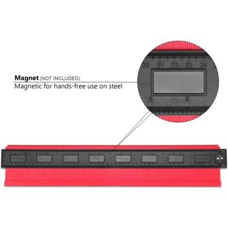 Jauge de contour, Irrégulier Multifonctionnel Jauge de Profil Traceur Facile pour Outil de Marquage du Bois pour minage de Mesures Précises (20 pouces / 500 mm, Rouge)-RAPANDA