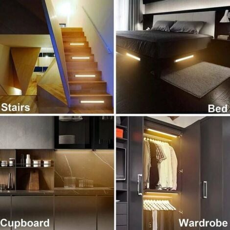 1 Piece Lampe de Placard LED, LED barre lumineuse éclairage 3000K, uisine 220V noir-RAPANDA