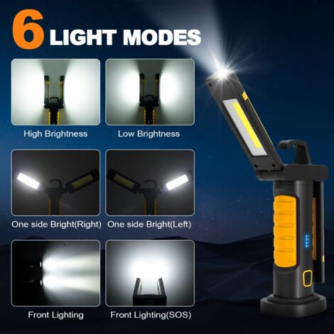 Lampe Travail LED Rechargeable 900 Lumens - Magnétique Rotative 360° IP54