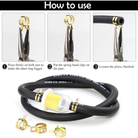 Tuyau Essence Ø6mm 1m + 5 Colliers Serrage Inox | Kit Conduite Carburant NBR | Pour Moto, Tondeuse...