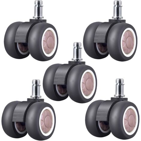 Lot de 5 roulettes universelles silencieuses de 5 cm (2 pouces) en caoutchouc souple TPR pour chaises de bureau et meubles pivotants - RAPANDA (1/5)