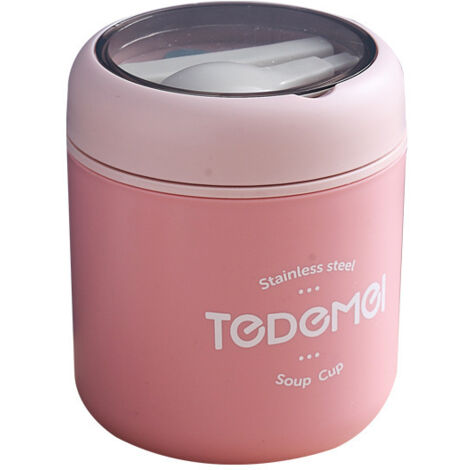Boîte de rangement, gobelet isotherme de 530 ml pour céréales à emporter, boîte à lunch, bol à céréales avec cuillère et couvercle pour céréales, café, yaourt, idéal pour l'école, le bureau ou le camp