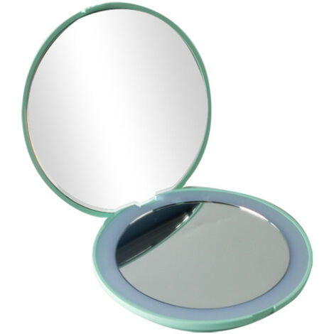 Miroir cosmétique double face avec éclairage LED, pliable, avec fonction de chargement USB, vert - RAPANDA