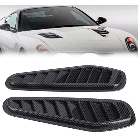 Lot de 2 couvercles de ventilation de capot de voiture en fibre de carbone, style universel (1/5)